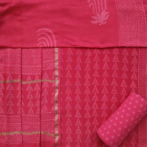 Designer Hand Block Print Chanderi Silk Suit Set (CHA41)